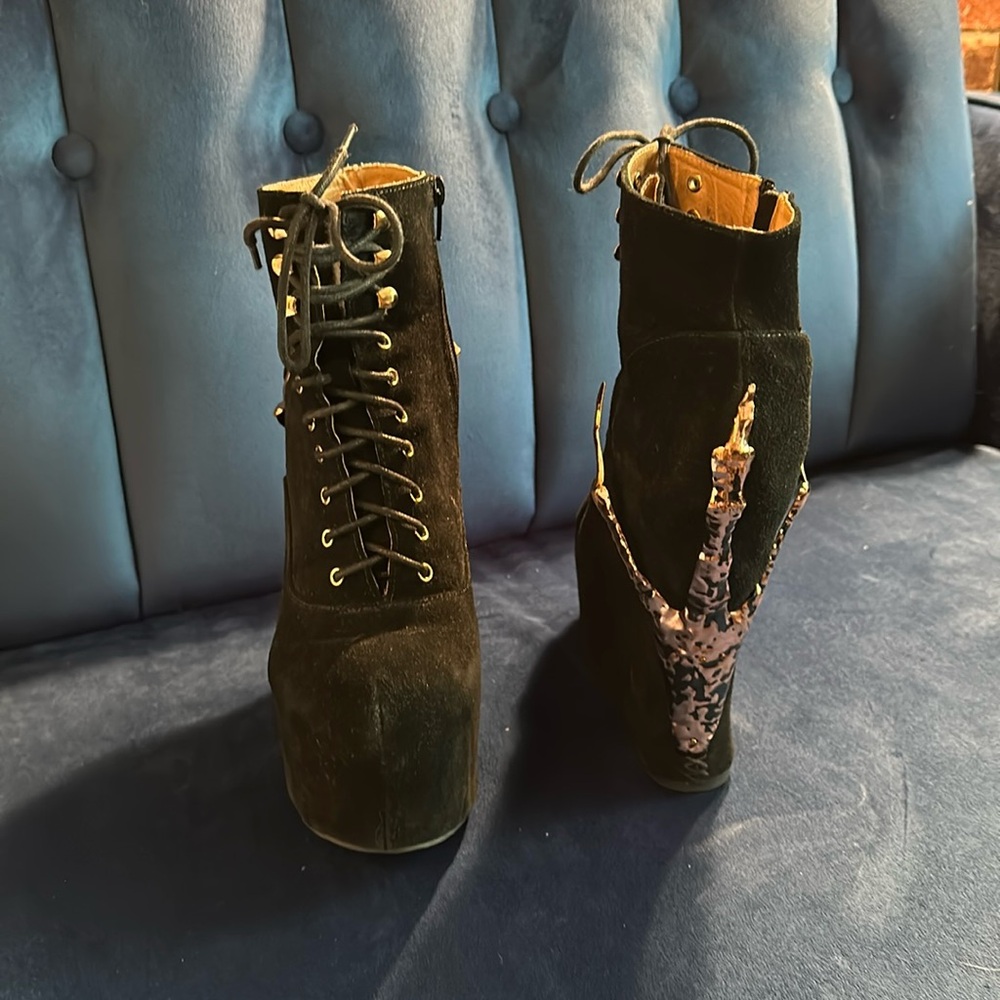 Black Suede Lace-Up Women's Boots